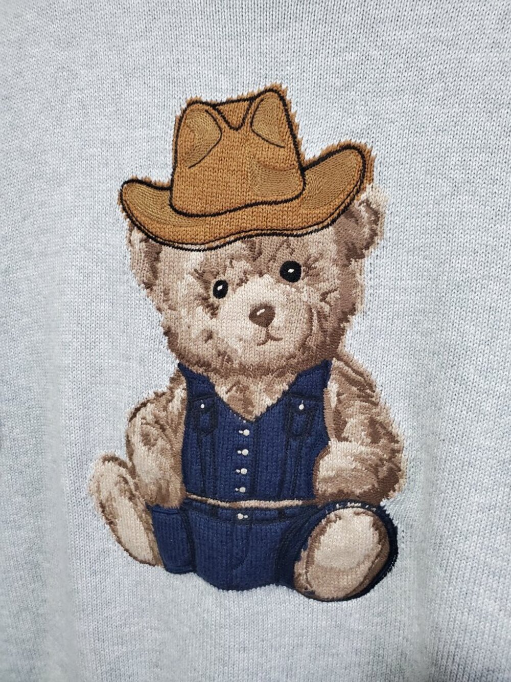 SUNDAY BEST Cotton Charm Peggy Teddy Bear Icon Sweater Grey Multi 2XS Aritzia - Picture 3 of 12